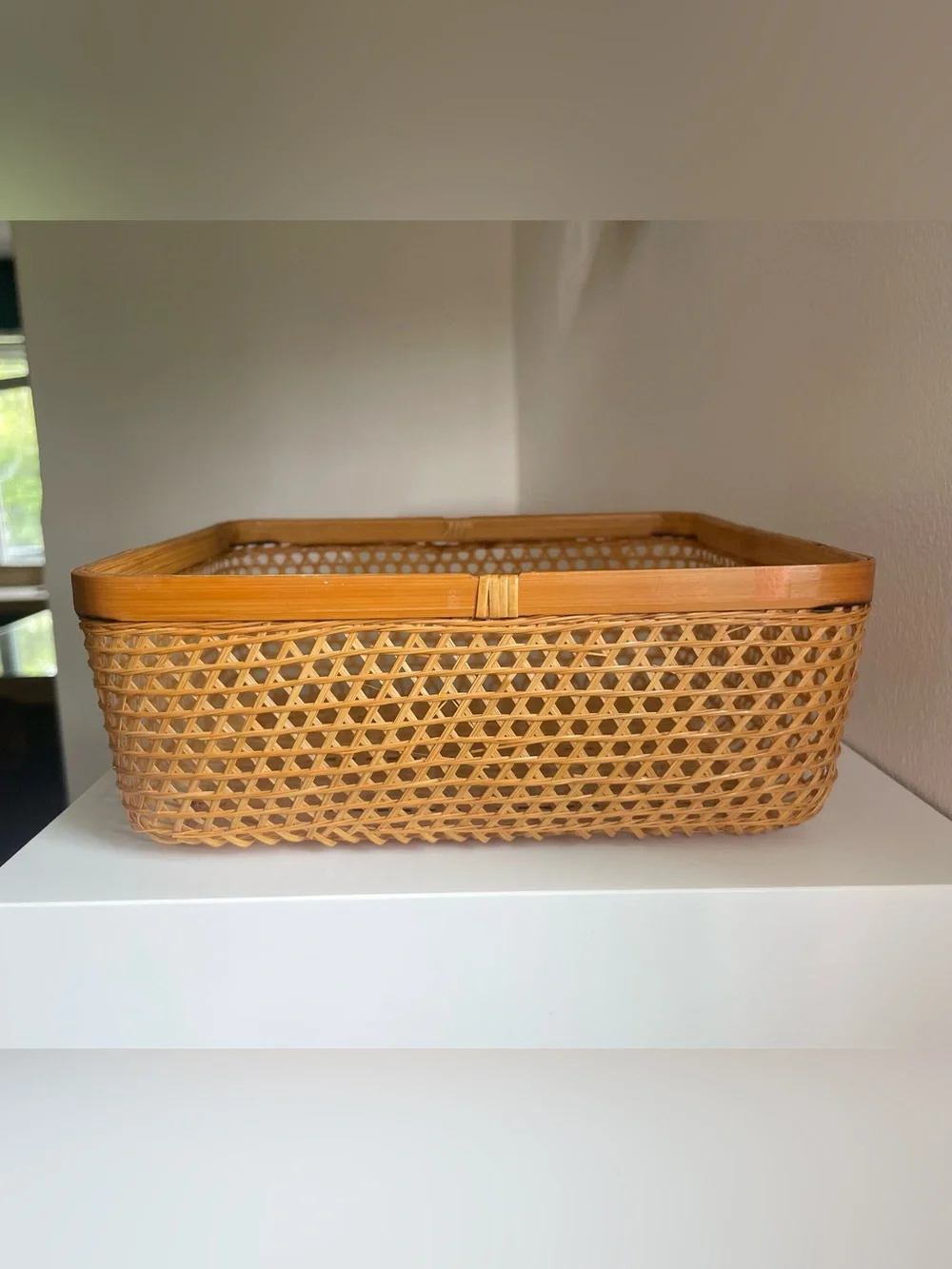 Woven Rattan Rectangular Basket - Picture 2 of 13